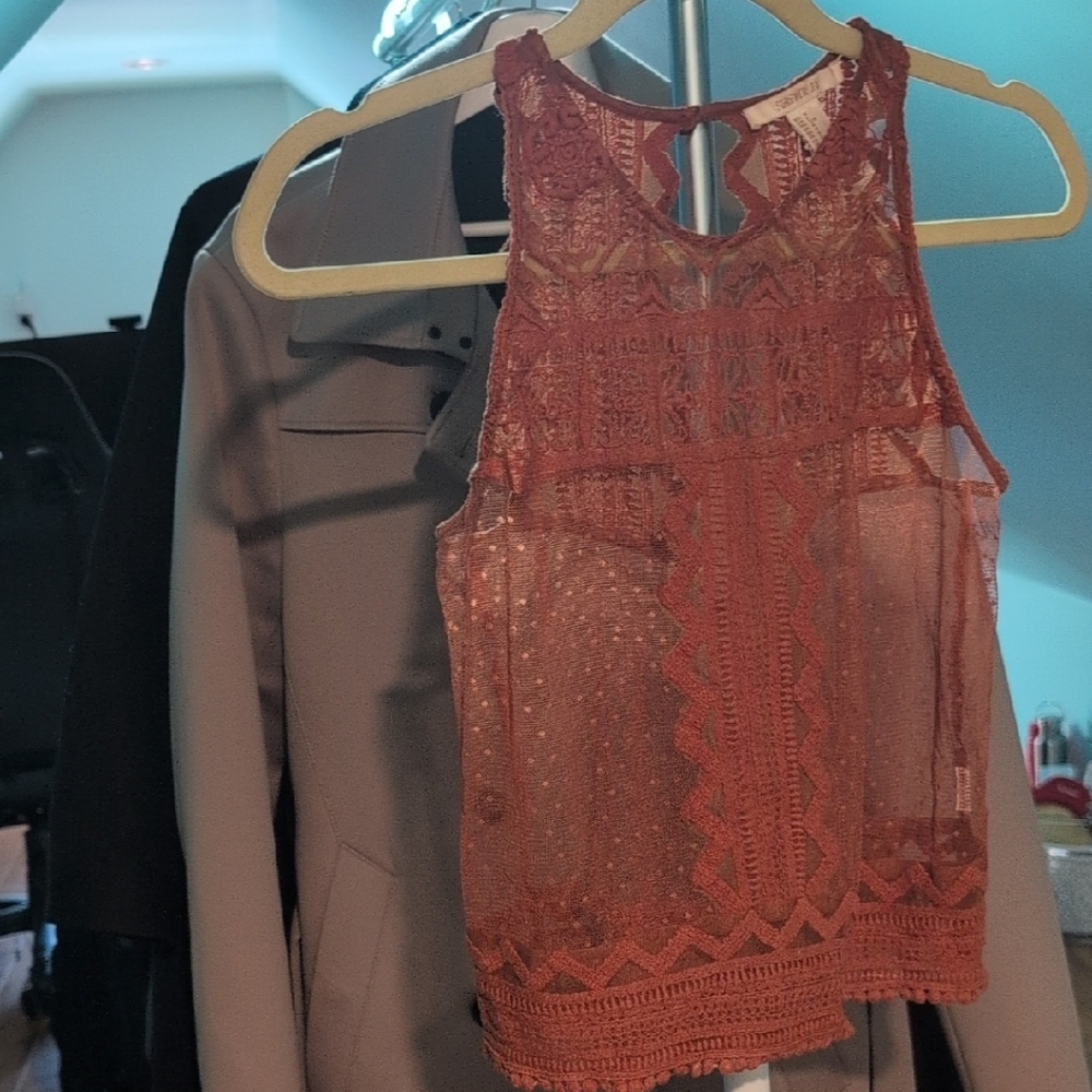 Forever 21 Lace Tank Top - Brick Red